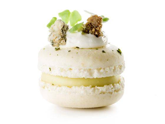 celery and zephyr white chocolate macaron